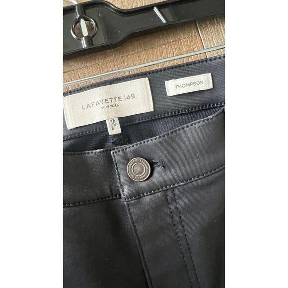 NEW Lafayette 148 New York Thompson Waxed Slim Leg Jeans Pants black Size US 4 - Picture 4 of 8